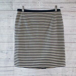 Loft Navy & Ivory Striped Lined Pencil Skirt